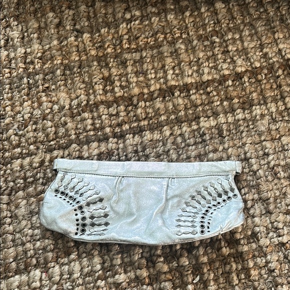 Steve Madden Vintage Silver Grommet Leather Clutch
